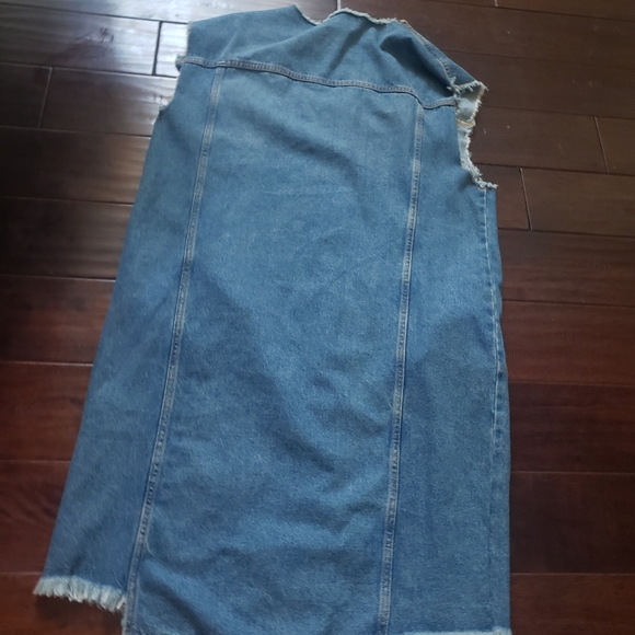 NWOT Women Zara Frayed Sleeves & Frayed High Low Denim Dress - Picture 4 of 6